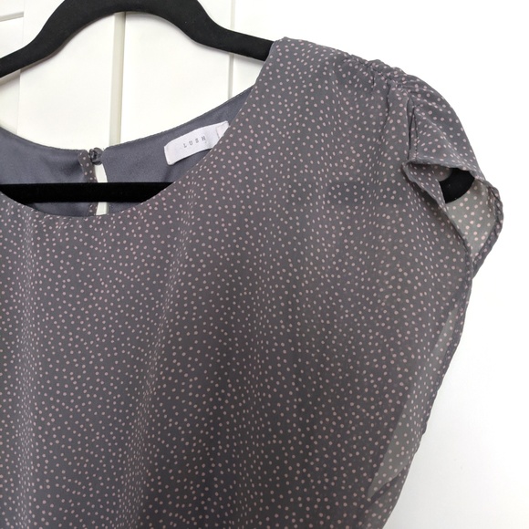 Lush Grey & Pink Polka Dot Dress - Size Medium - Picture 4 of 6